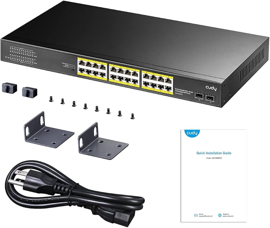 Cudy 24-Port Gigabit PoE+ Switch with 2 Gigabit SFP Ports – Model GS1028PS2